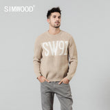 SIMWOOD 2020 spring new jacquard letter sweater men o-neck kintwear high quality plus size brand clothing pullovers SI980761
