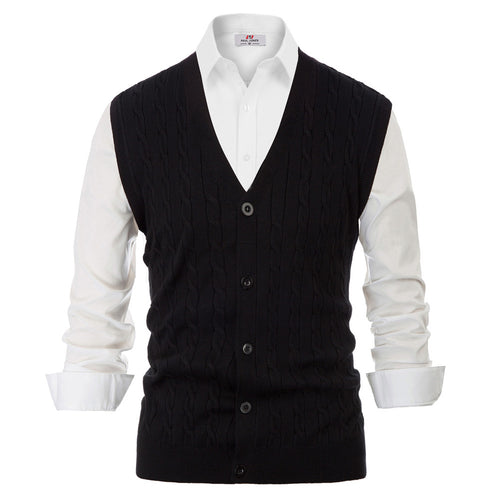 Men Sweater Vest Knitwear Sleeveless V-Neck Button Fit Warm Casual Comfortable Solid Autumn Winter Knit Tops Stretchy Male