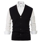 Men Sweater Vest Knitwear Sleeveless V-Neck Button Fit Warm Casual Comfortable Solid Autumn Winter Knit Tops Stretchy Male