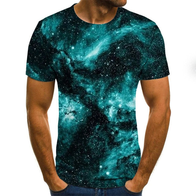 2019 New Design Men T Shirts 3D Print Starry sky Summer Tops Men Short Sleeve Fashion T-Shirt