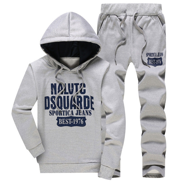 Hooded Men Sportswear Sets Spring Winter 2020 Casual Tracksuit Men Two Piece Suit Hoodies Sweatshirt + Sweatpants Male Sweatsuit