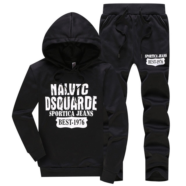 Hooded Men Sportswear Sets Spring Winter 2020 Casual Tracksuit Men Two Piece Suit Hoodies Sweatshirt + Sweatpants Male Sweatsuit