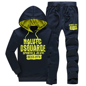 Hooded Men Sportswear Sets Spring Winter 2020 Casual Tracksuit Men Two Piece Suit Hoodies Sweatshirt + Sweatpants Male Sweatsuit