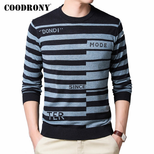 COODRONY Brand Sweater Men Casual Fashion Striped O-Neck Pullover Men Clothes Spring Autumn Knitted Soft Cotton Pull Homme C1036