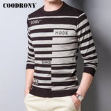 COODRONY Brand Sweater Men Casual Fashion Striped O-Neck Pullover Men Clothes Spring Autumn Knitted Soft Cotton Pull Homme C1036
