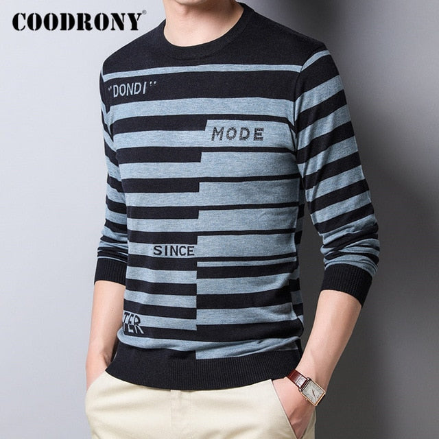 COODRONY Brand Sweater Men Casual Fashion Striped O-Neck Pullover Men Clothes Spring Autumn Knitted Soft Cotton Pull Homme C1036