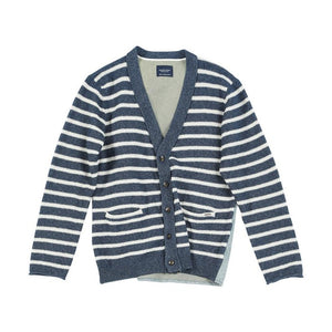 SIMWOOD 2020 spring new 100% cotton striped cardigan men back denim patchwork kint jackets plus size Indigo kintwear SI980519