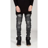OLOME Skinny Biker Jeans Men Fashion 2020 Retro Nostalgia Straight Soft Black Men's Jean Trousers Casual Long Pants
