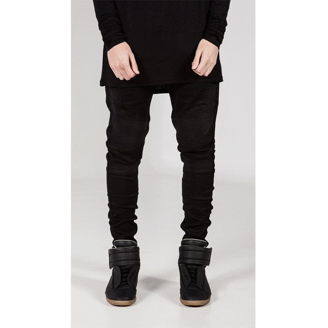 OLOME Skinny Biker Jeans Men Fashion 2020 Retro Nostalgia Straight Soft Black Men's Jean Trousers Casual Long Pants