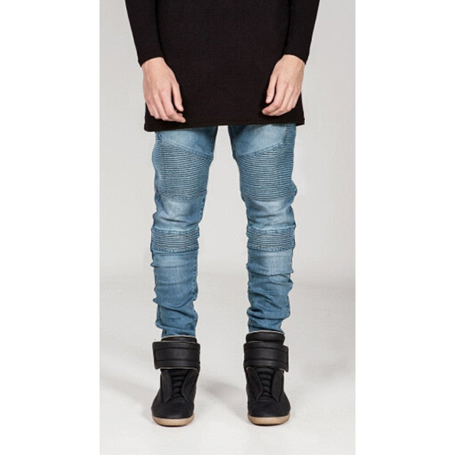OLOME Skinny Biker Jeans Men Fashion 2020 Retro Nostalgia Straight Soft Black Men's Jean Trousers Casual Long Pants