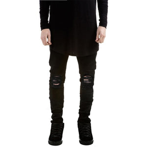 OLOME Skinny Biker Jeans Men Fashion 2020 Retro Nostalgia Straight Soft Black Men's Jean Trousers Casual Long Pants