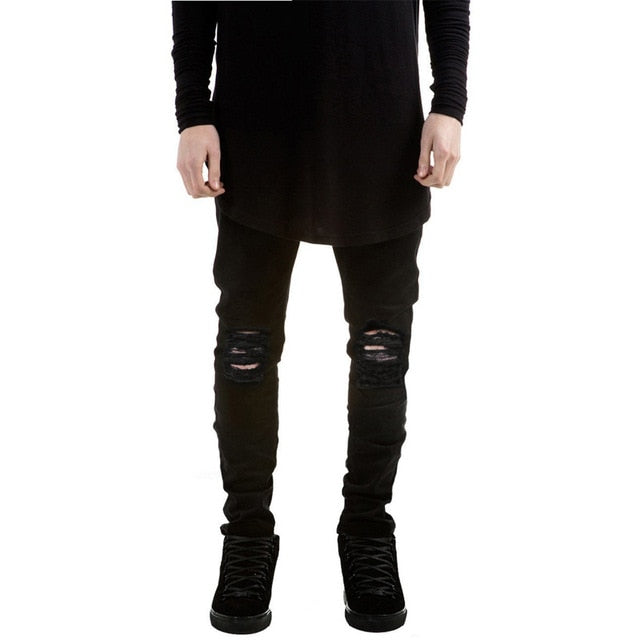 OLOME Skinny Biker Jeans Men Fashion 2020 Retro Nostalgia Straight Soft Black Men's Jean Trousers Casual Long Pants