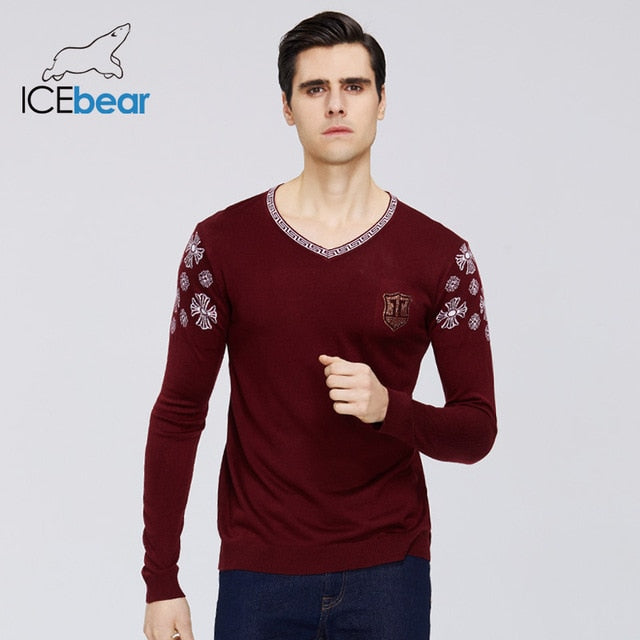 ICEbear 2020 new men's spring sweater casual v-neck sweater business casual quality men's clothing A-39