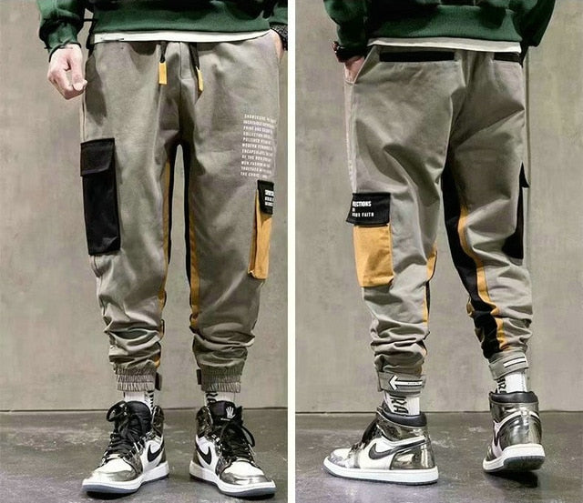 Streetwear pantalones cargo de harén multibolsillos para hombre, pantalones de chándal casuales de Hip Hop para hombre, pantalones Joggers, pantalones de moda Harajuku para hombres