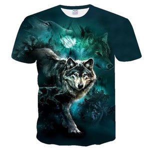 Newest Wolf 3D Print Animal Cool Funny T-Shirt Men Short Sleeve Summer Tops Tee Shirt T Shirt Male Fashion T-shirt Male Plus 4XL